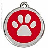 Red Dingo Red Paw Print Dog ID Tag